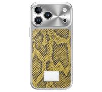 Coque Magnétique pour IPhone 17/17 Pro / 17 Pro Max - Coque De Luxe en Cuir Motif Serpent avec Finition Galvanisée - Protection Intégrale des Objectifs,17pro,Yellow