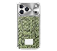 Coque Magnétique pour IPhone 17/17 Pro / 17 Pro Max - Coque De Luxe en Cuir Motif Serpent avec Finition Galvanisée - Protection Intégrale des Objectifs,17pro Max,Green