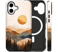 Coque magnétique pour iPhone 17, coque de téléphone Summer Mountain Colorblock à couleurs contrastées, résistante aux chocs, coque de protection fine en TPU et polycarbonate rigide, compatible avec