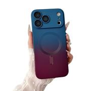 Coque magnétique pour iPhone 17 Pro 6,3" avec protecteur d'objectif d'appareil photo, coque de protection transparente bicolore (bleu rouge), compatible avec la recharge sans fil, design fin et