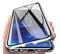 Coque Magnétique pour iPhone 17 Pro,Coque Adsorption Magnétique Avant et Arrière Verre Trempé Transparent Couverture Plein écran Couverture à Rabat Design en Une Pièce