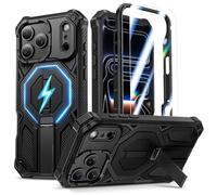 Coque magnétique pour iPhone 17 Pro Max, compatible avec MagSafe, avec protecteur d'écran et béquille invisible, coque de téléphone intégrale 3 en 1 de qualité militaire robuste pour iPhone 17 ProMax