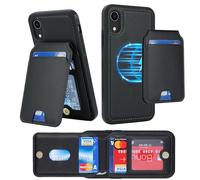 Coque Magnétique pour iPhone XR - Compatible avec MagSafe - Etui iPhone XR Portefeuille avec Porte Carte - Housse en Cuir Pochette de Portefeuille pour iPhone XR - Noir