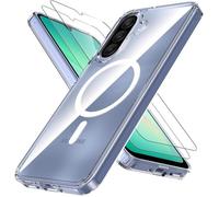 Coque Magnétique pour Samsung Galaxy A16 4G/5G Avec 2 Vitre Verres Trempés,Compatible Avec MagSafe ,Transparent