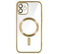 Coque MagSafe - AVIZAR - iPhone 12 - Silicone Jaune - Contour Chromé - Protection Caméra