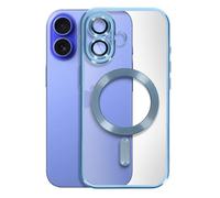 Coque MagSafe pour iPhone 16 Plus Silicone Contour Chromé Bleu Clair