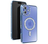 Coque MagSafe Diamant pour iPhone 16 Plus avec Design Luxe Bleu clair