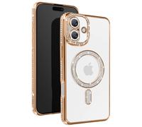 Coque MagSafe Diamant pour iPhone 16 Plus avec Design Luxe Dorée