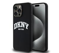 Étui DKNY pour iPhone 15 Pro Max 6.7 noir étui rigide Liquid Silicone White Printed Logo MagSafe