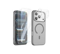 Coque MagSafe iPhone 17 Pro avec 2 Verres Trempés et 2 Films Caméra Gris