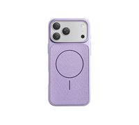 Coque MagSafe pour iPhone 17 Pro Bi-Matière Antichoc Texture Cuir Violet