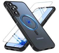 Coque Magsafe - MASSILIA TECH - Galaxy A55 - 2 vitres en verre trempé - Noir - Semi-rigide