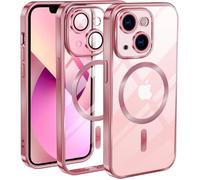 Coque MagSafe - MASSILIA TECH - iPhone 15 Plus - Bords Chromés - Rose - Protection Caméra