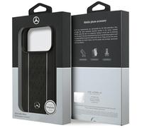 Coque MagSafe - MERCEDES - MEHMP17L25RPSLKH - Cuir PU embossé étoile - Rayures sport - iPhone 17 Pro 6,3 pouces