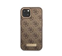 Guess Coque rigide GUHMP14MU4GPRW pour iPhone 14 Plus 6,7" MagSafe PU 4G Metal Plate Marron