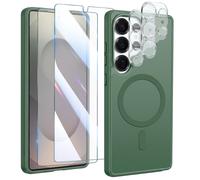 Coque MagSafe pour Galaxy S25 Ultra avec 2 Verres Trempés et 2 Films Protection Caméra Vert foncé
