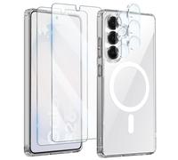 Coque MagSafe pour Galaxy S26 avec 2 Verres Trempés et 2 Films Protection Caméra Transparent