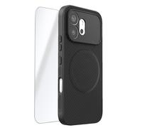 Coque MagSafe pour Honor 600 Effet Carbone et 2 Verres Trempés d'Écran Noir