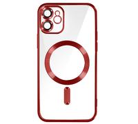 Coque MagSafe pour iPhone 11 Silicone Protection Caméra Contour Chromé Rouge