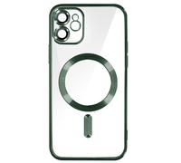 Coque MagSafe pour iPhone 11 Silicone Protection Caméra Contour Chromé Vert