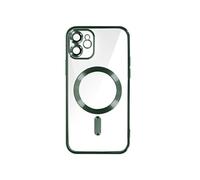 Coque MagSafe pour iPhone 11 Silicone Protection Caméra Contour Chromé Vert foncé