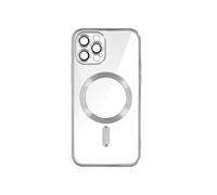 Coque MagSafe pour iPhone 12 Pro Silicone Protection Caméra Chromé Argent