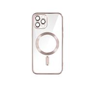Coque MagSafe pour iPhone 12 Pro Silicone Protection Caméra Chromé Rose champagne
