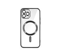 Coque MagSafe pour iPhone 12 Pro Silicone Protection Caméra Contour Chromé Noir