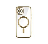 Coque MagSafe pour iPhone 12 Pro Silicone Protection Caméra Contour Chromé Or