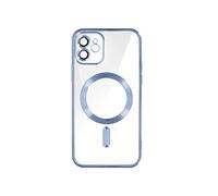Coque MagSafe pour iPhone 12 Silicone Protection Caméra Chromé Bleu clair