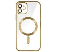 Coque MagSafe pour iPhone 12 Silicone Protection Caméra Contour Chromé Dorée