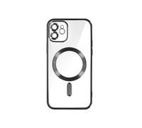 Coque MagSafe pour iPhone 12 Silicone Protection Caméra Contour Chromé Noir