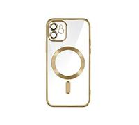 Coque MagSafe pour iPhone 12 Silicone Protection Caméra Contour Chromé Or