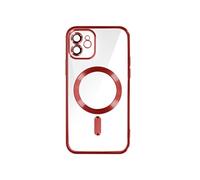 Coque MagSafe pour iPhone 12 Silicone Protection Caméra Contour Chromé Rouge