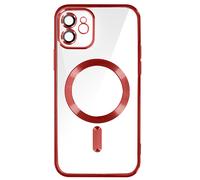 Coque MagSafe pour iPhone 12 Silicone Protection Caméra Contour Chromé Rouge