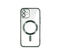 Coque MagSafe pour iPhone 12 Silicone Protection Caméra Contour Chromé Vert foncé