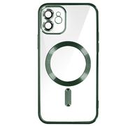 Coque MagSafe pour iPhone 12 Silicone Protection Caméra Contour Chromé Vert foncé