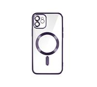Coque MagSafe pour iPhone 12 Silicone Protection Caméra Contour Chromé Violet