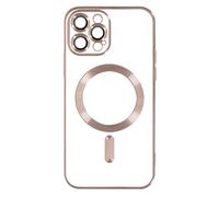 Coque MagSafe pour iPhone 13 Pro Max Silicone Protection Caméra Chromé Rose champagne