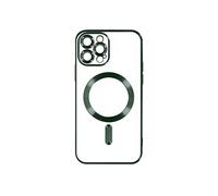 Coque MagSafe pour iPhone 13 Pro Silicone Protection Caméra Contour Chromé Vert foncé