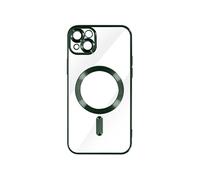 Coque MagSafe pour iPhone 13 Silicone Protection Caméra Contour Chromé Vert foncé