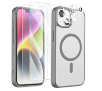 Coque MagSafe pour iPhone 14 avec 2 Verres Trempés et 2 Films Caméra Gris