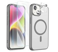 Coque MagSafe pour iPhone 14 avec 2 Verres Trempés et 2 Films Caméra Gris