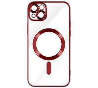 Coque MagSafe pour iPhone 14 Plus avec Contour Chromé Ultra Élégant Rouge
