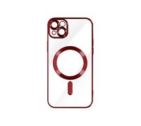 Coque MagSafe pour iPhone 14 Plus avec Contour Chromé Ultra Élégant Rouge