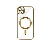 Coque MagSafe pour iPhone 14 Plus Silicone Protection Caméra Contour Chromé Or
