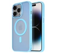 Coque MagSafe pour iPhone 14 Pro Max Dos Mat Givré Contour Bleu clair