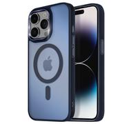 Coque MagSafe pour iPhone 14 Pro Max Dos Mat Givré Contour Bleu nuit