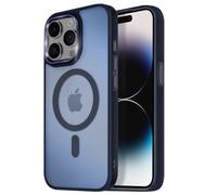 Coque MagSafe pour iPhone 14 Pro Max Dos Mat Givré Contour Bleu nuit