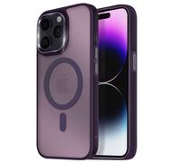 Coque MagSafe pour iPhone 14 Pro Max Dos Mat Givré Contour Violet